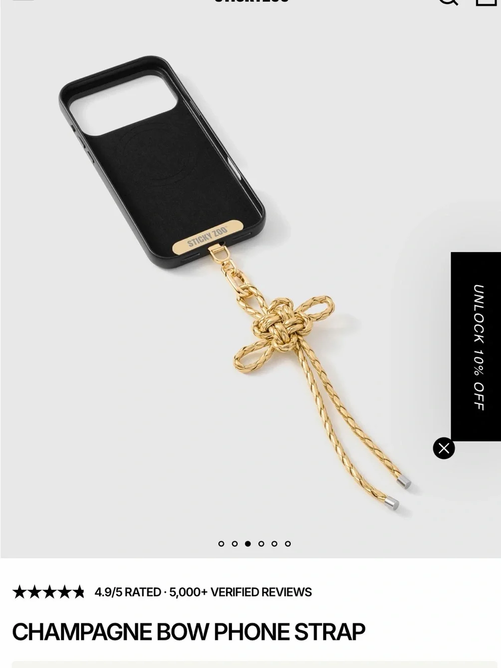 Sticky Zoo Gold Rope Knot phone  Charm